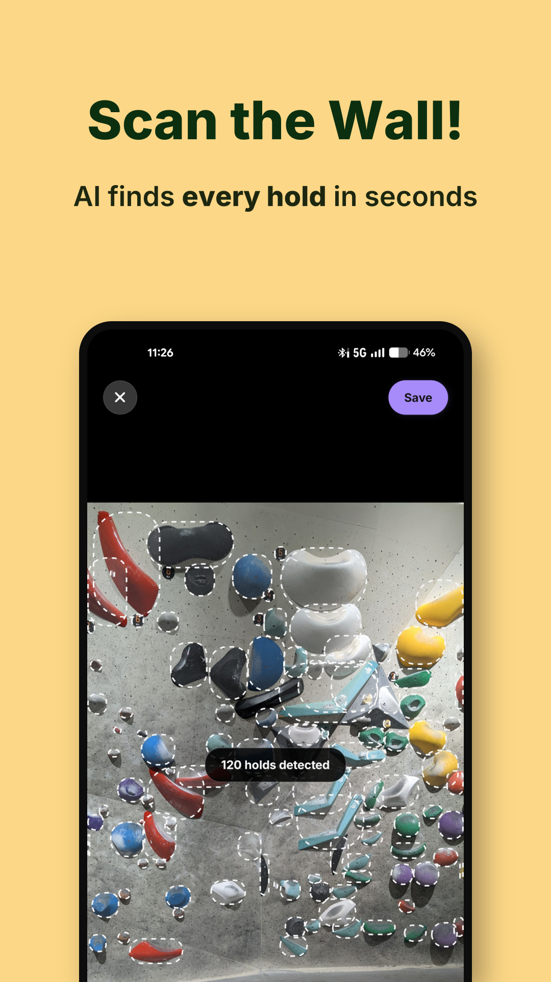 Scan the wall — AI finds every hold in seconds